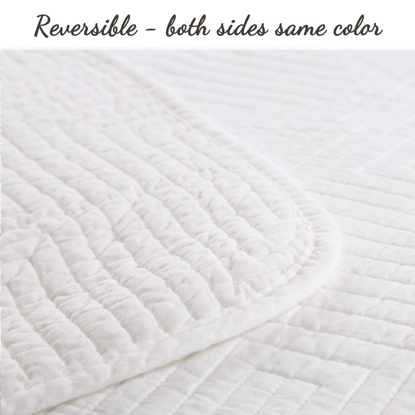 Cozy Line Home Fashions Solid White 100% Cotton Quilt Bedding Set, Lightweight For All Seasons Bedspread Coverlet (Maze, Twin-2