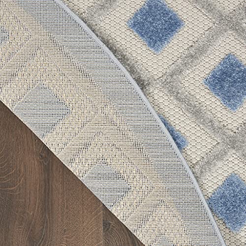 HomeRoots Blue/Grey 100% Polypropylene 4â?? Round Blue and Gray Indoor Outdoor Area Rug