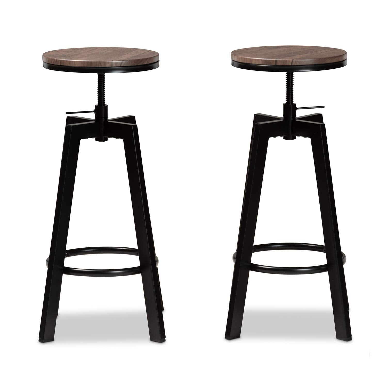 Baxton Studio Maritta 2-Piece Adjustable Swivel Bar Stool Set