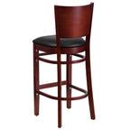 Flash Furniture Lacey Series Solid Back Mahogany Wood Restaurant Barstool - Black Vinyl Seat