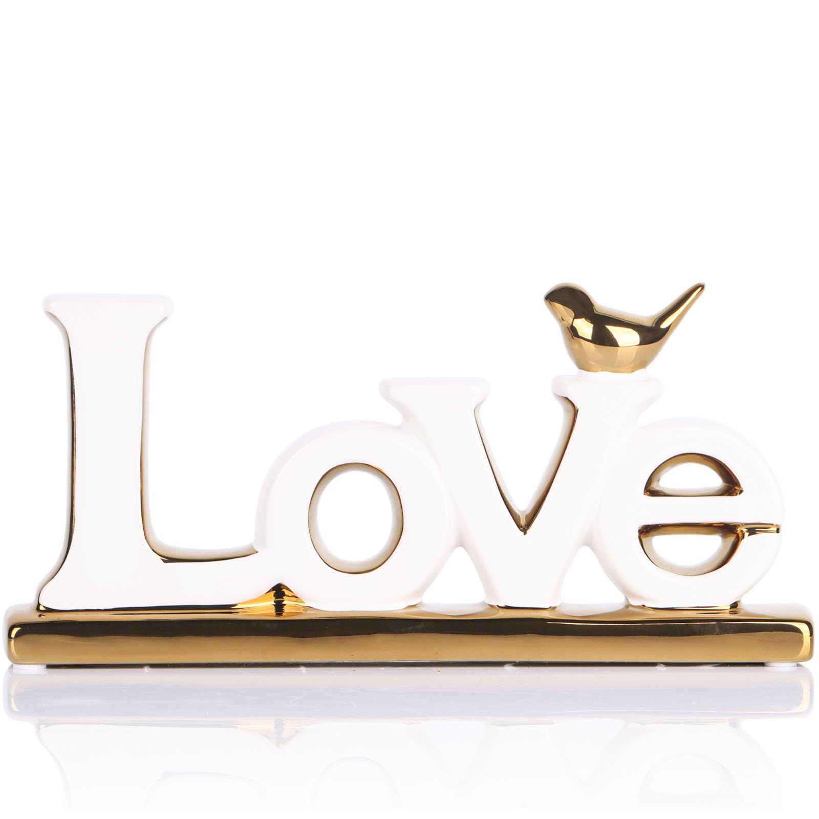 Love Sign Decoration,White and Gold Love Signs for Home Decor Statue,Modern Bird Sculpture Personalized Love Decor,Gold Style Fi