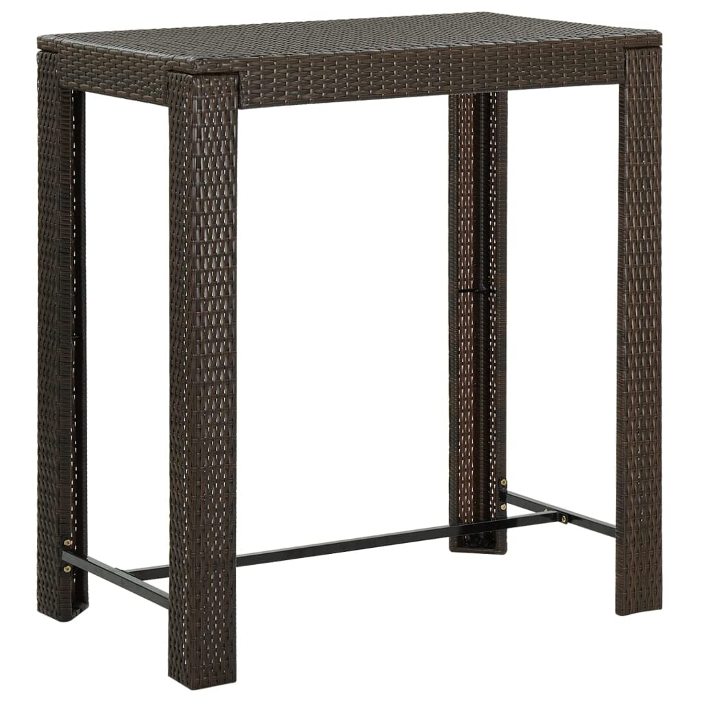 vidaXL Brown Patio Bar Table with Powder-Coated Steel Frame and PE Rattan Material, Rectangular Design for Indoor and Outdoor Use, Dimension: 39.4&quot;x23.8&quot;x43.5&quot;