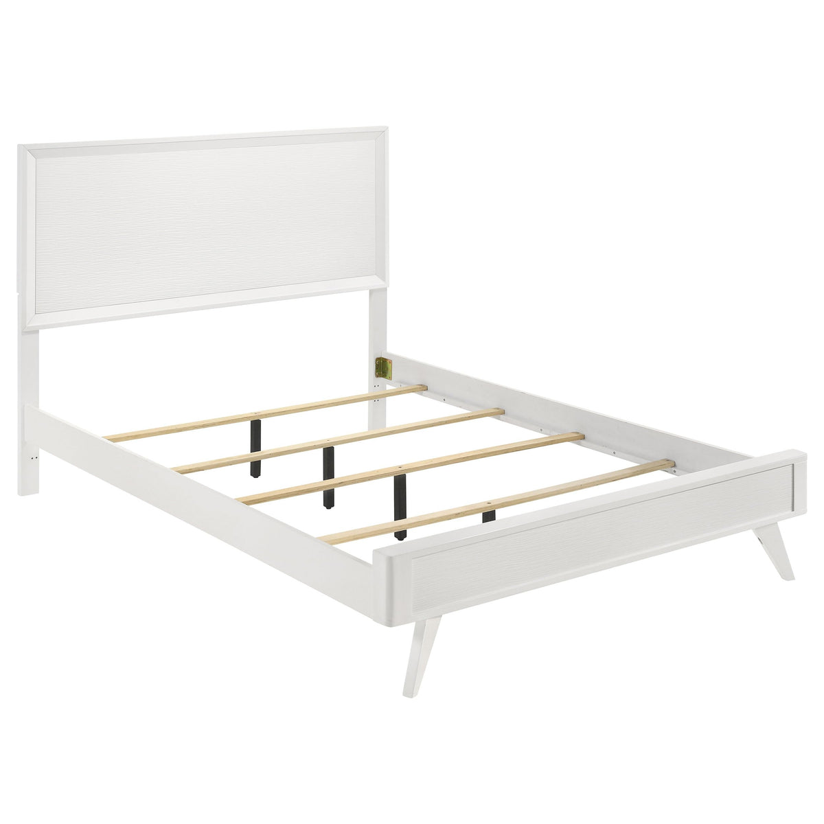 Coaster Home Furnishings Janelle Mid-Century Modern Wood Eastern King Size Panel Bed Frame 53-Inch Headboard White 223651Ke