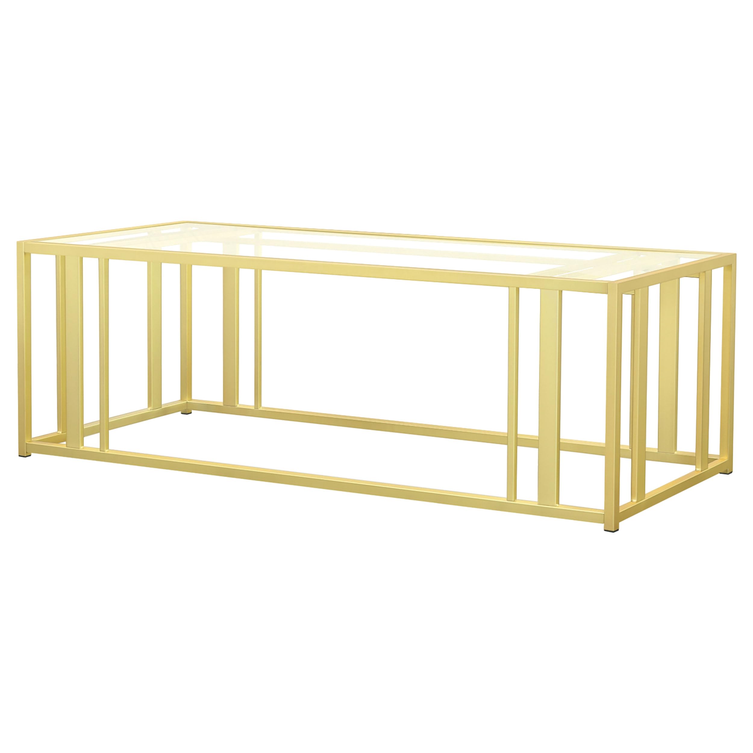 Coaster Home Furnishings Adri Rectangular Glass Top Coffee Table Matte Brass
