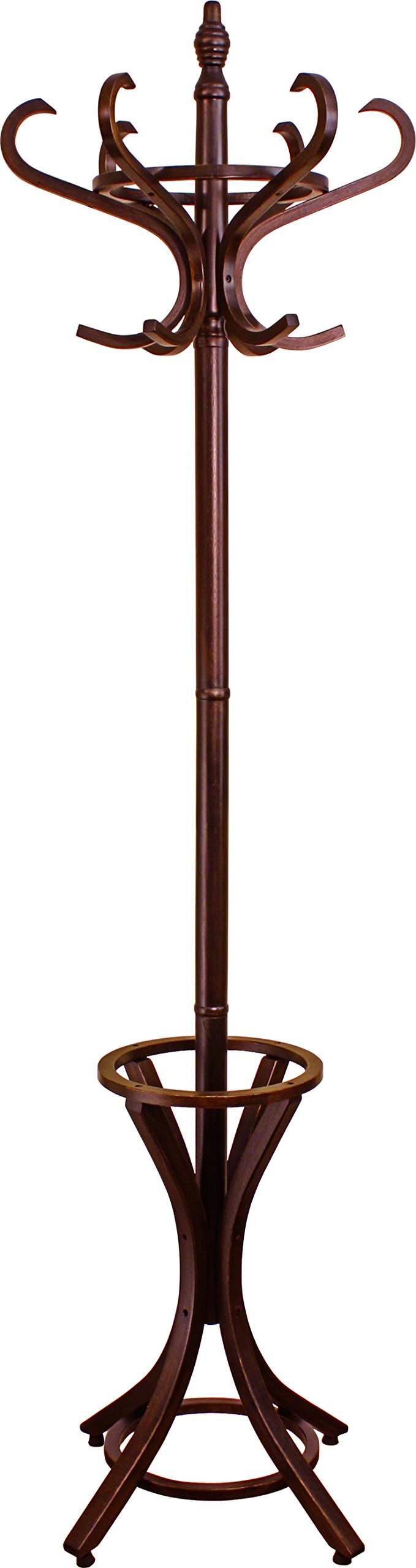 Headbourne 8000E Floor Standing Hat and coat Rack with Umbrella Stand, Wood with Dark Brown Paint Finish