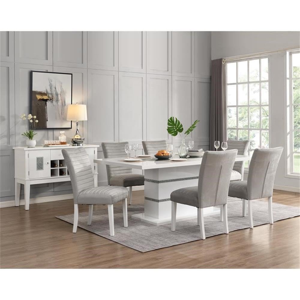 Acme Elizaveta Wooden Storage Server in Gray and White High Gloss
