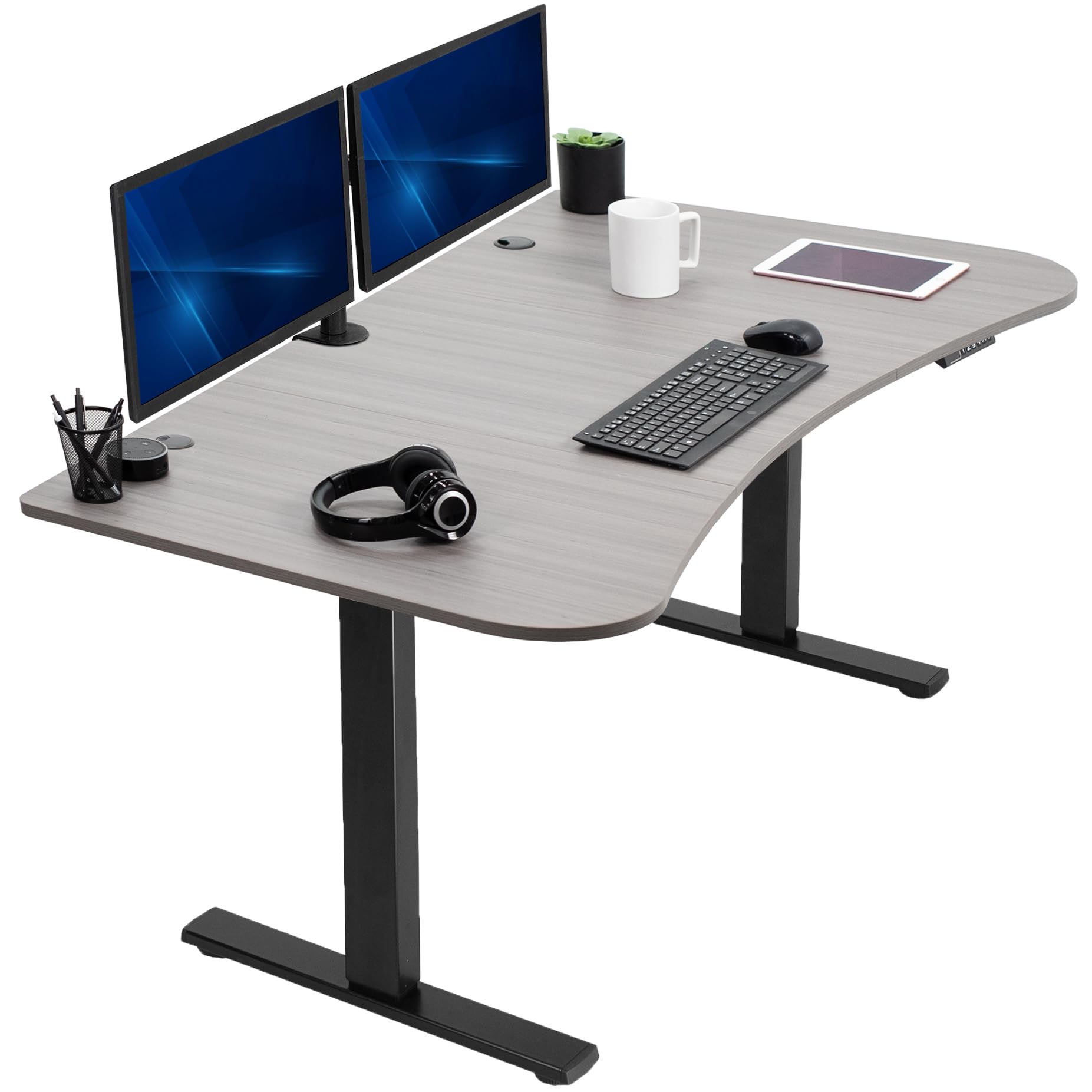 VIVO Electric 63 x 32 in Standing Desk, Memory Height Adjustment, 1B Series, Holds 220 lbs, Dark Gray Top Black Frame, DESK-KIT-