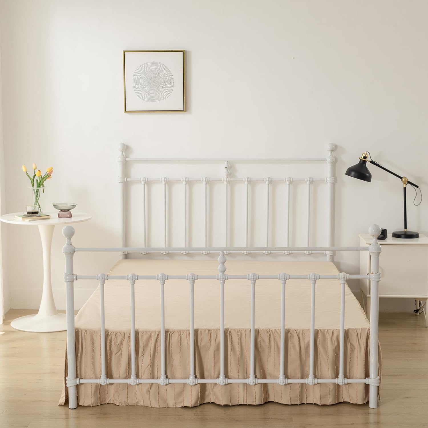 Bed Skirt Full Size, Ruffled Bed Skirt With Split Corners, Full Bed Skirt 14 Inch Drop, Striped Boho Full Size Bed Skirt For Ruf