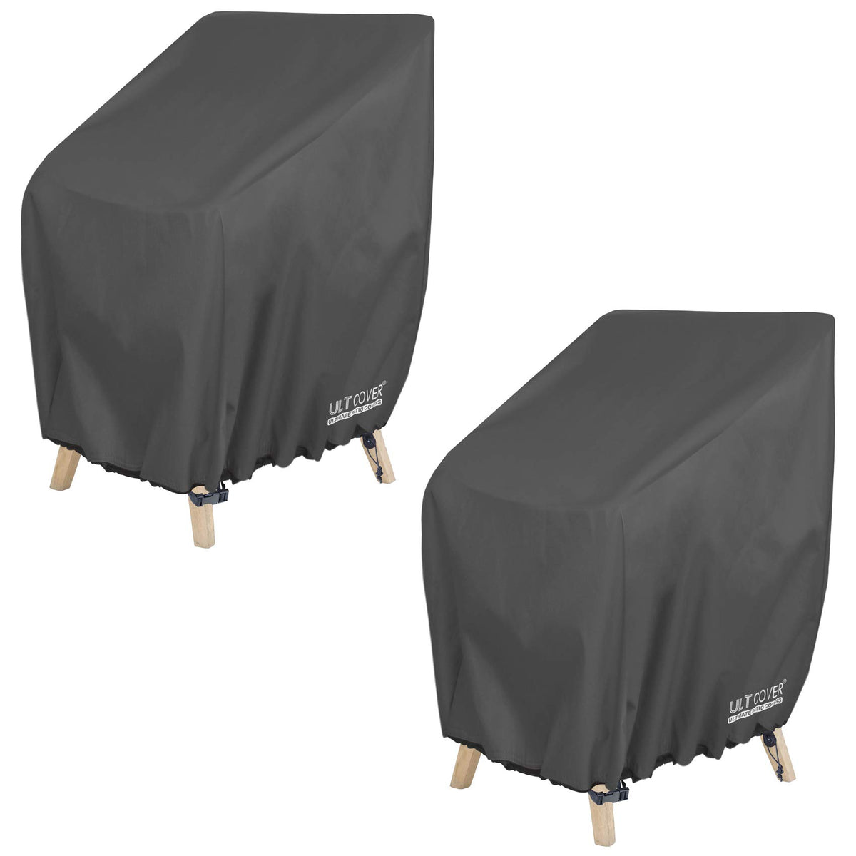Ultcover Stackable Patio Chair Cover - Waterproof Outdoor Stack Of Chairs Cover 2 Pack Fits Up To 26W X 34D X 45H Inches, Black