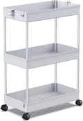 SPACEKEEPER Rolling Storage Cart 3 Tier Bathroom Cart Organizers with Wheels Laundry Room Organization Mobile Shelving Unit Util