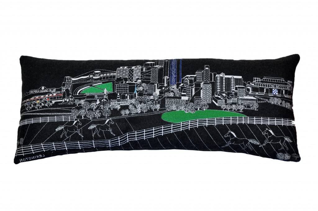HomeRoots Grey 35' Black Lexington Nighttime Skyline Lumbar Decorative Pillow