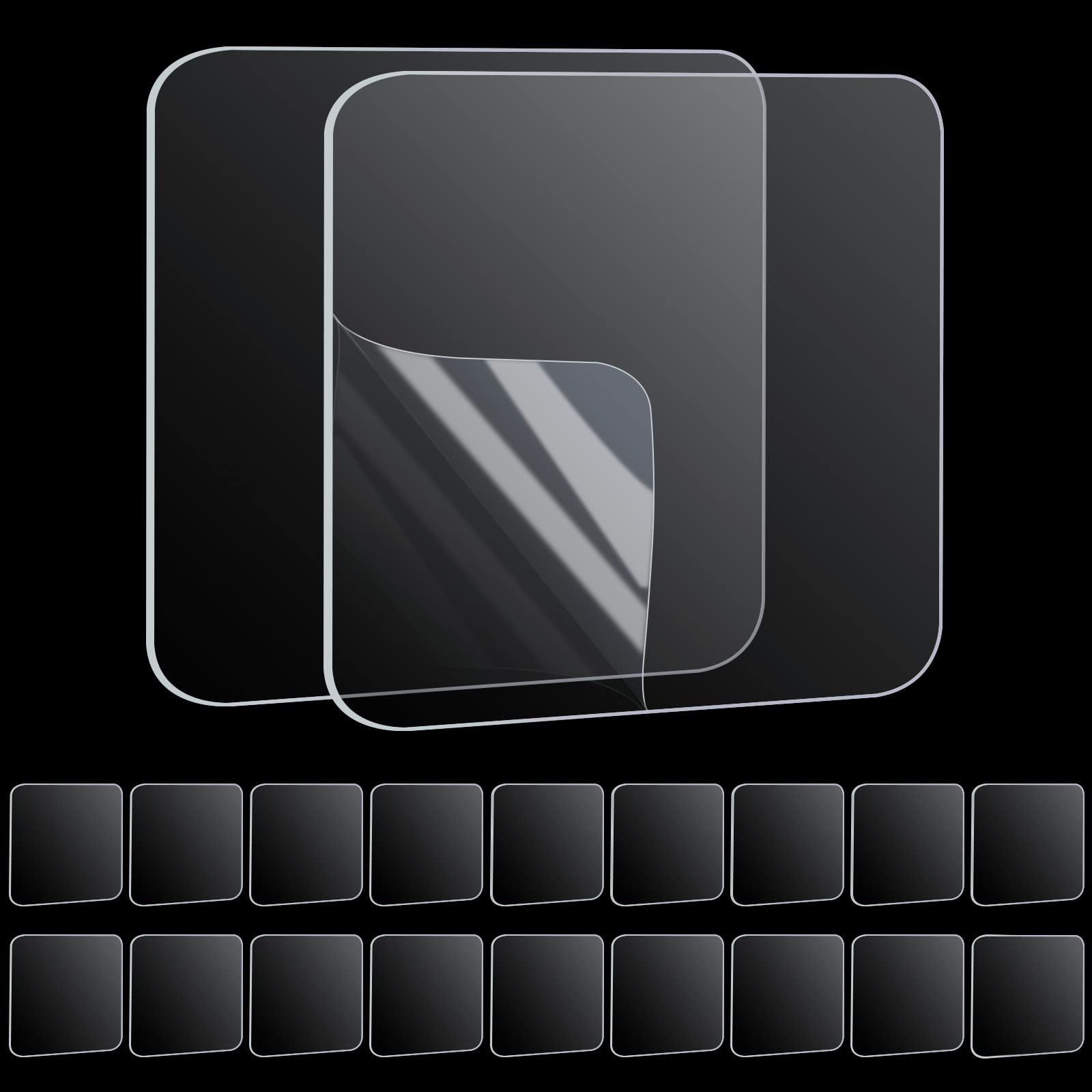 Mileqee 20Pcs Double Sided Adhesive Pads For Mounting, 2.36Inx2.36In, Sticky Tack Double Sided Tape For Walls Hanging, Two Sided