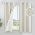 Youngstex Short Linen Blackout Curtains For Bedroom Bathroom, Linen Textured Grommet Thermal Insulated Full Room Darkening Small