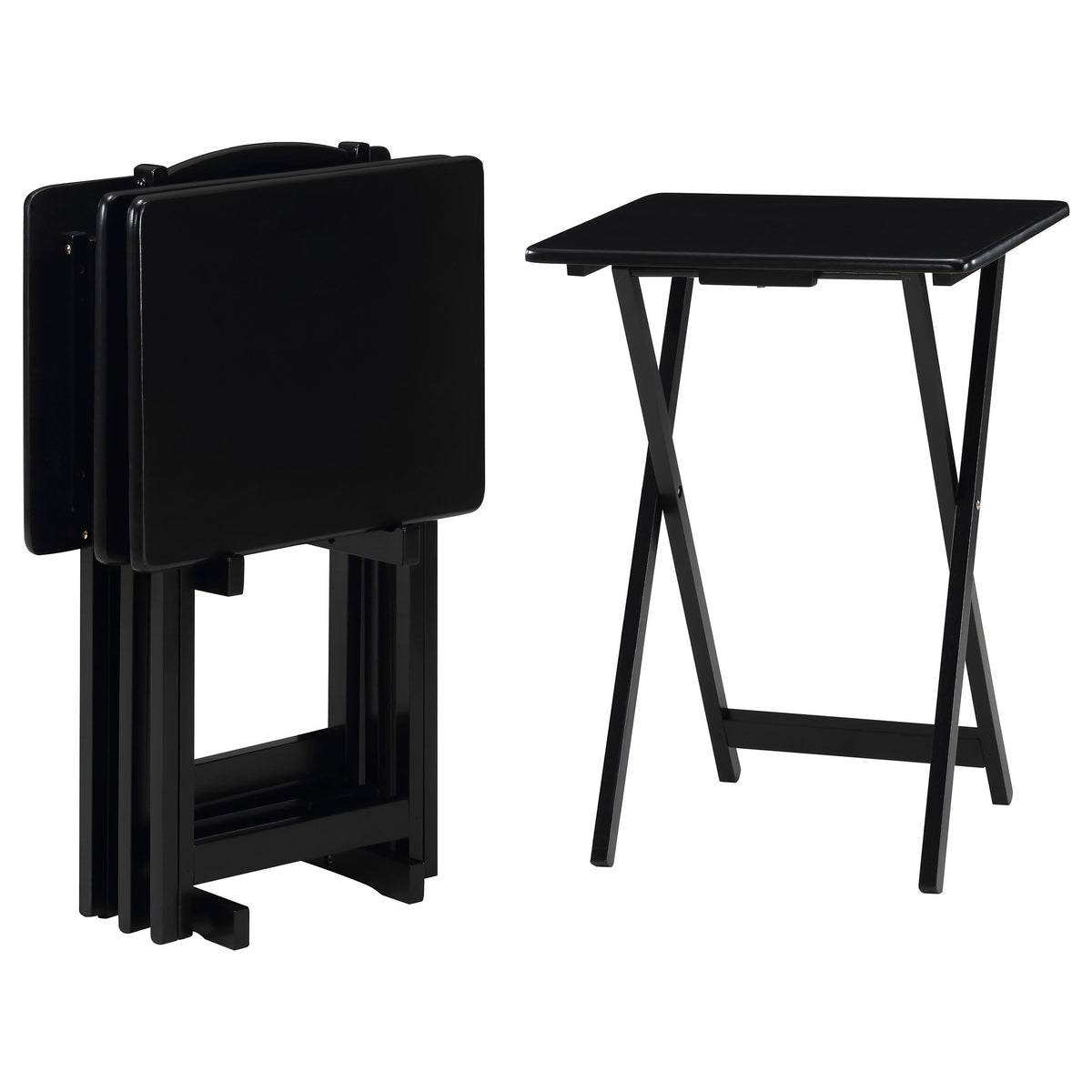 Coaster Home Furnishings Donna 4-Piece TV Tray Table Set with Stand Black