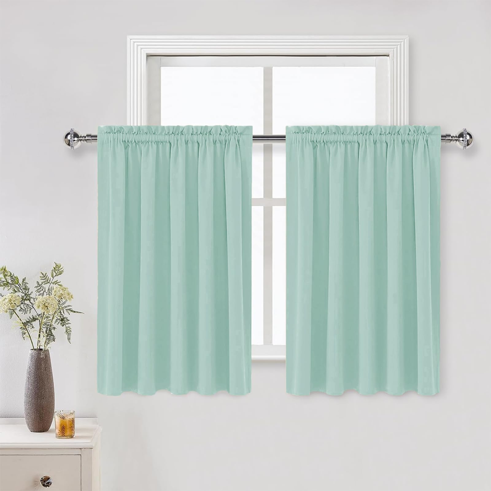 Dwcn Blackout Curtains For Living Room Thermal Insulated, Energy Saving & Noise Reducing Bedroom Curtains, Mint Green, W 60X L 3