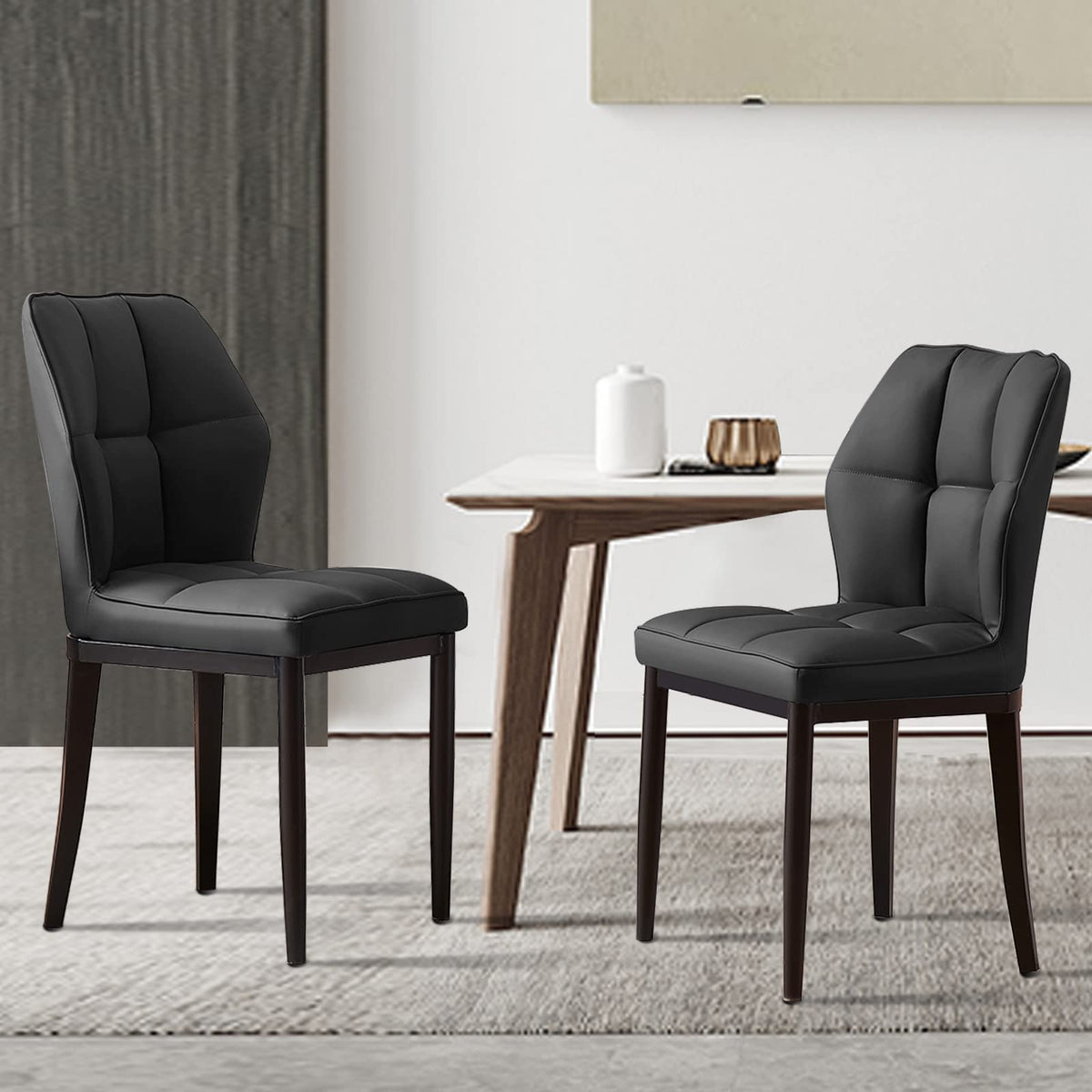 Bekrvio Dining Chairs Set Of 2 Mid Century Modern Kitchen Chairs Sillas De Comedor Upholstered Armless Dinner Chairs Leather Din