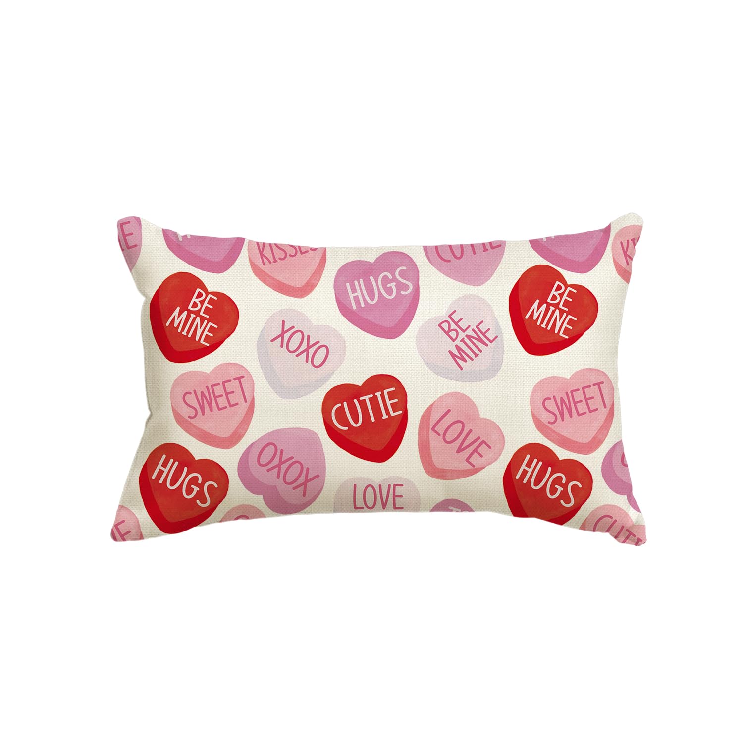 Avoin Colorlife Valentine'S Day Pink Candy Heart Throw Pillow Cover, 12 X 20 Inch Anniversary Wedding Cushion Case Decoration Fo