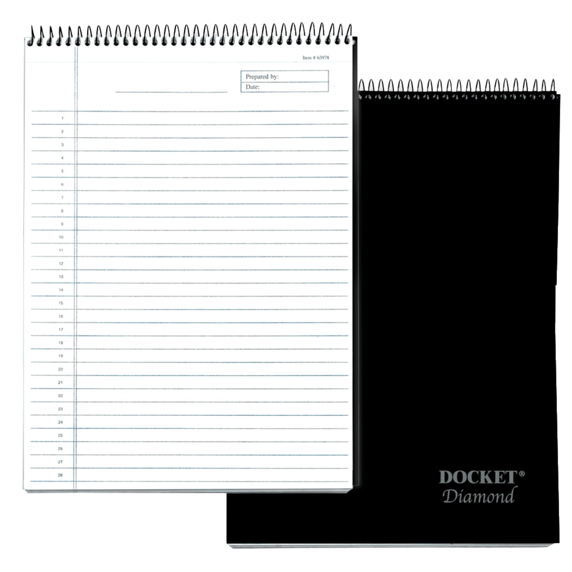 Tops Docket Diamond Premium Stationery Wirebound Tablet, 8.5 X 11.75 Inches, 60 Sheets, Legal Ruled, Natural White (63978), Blac