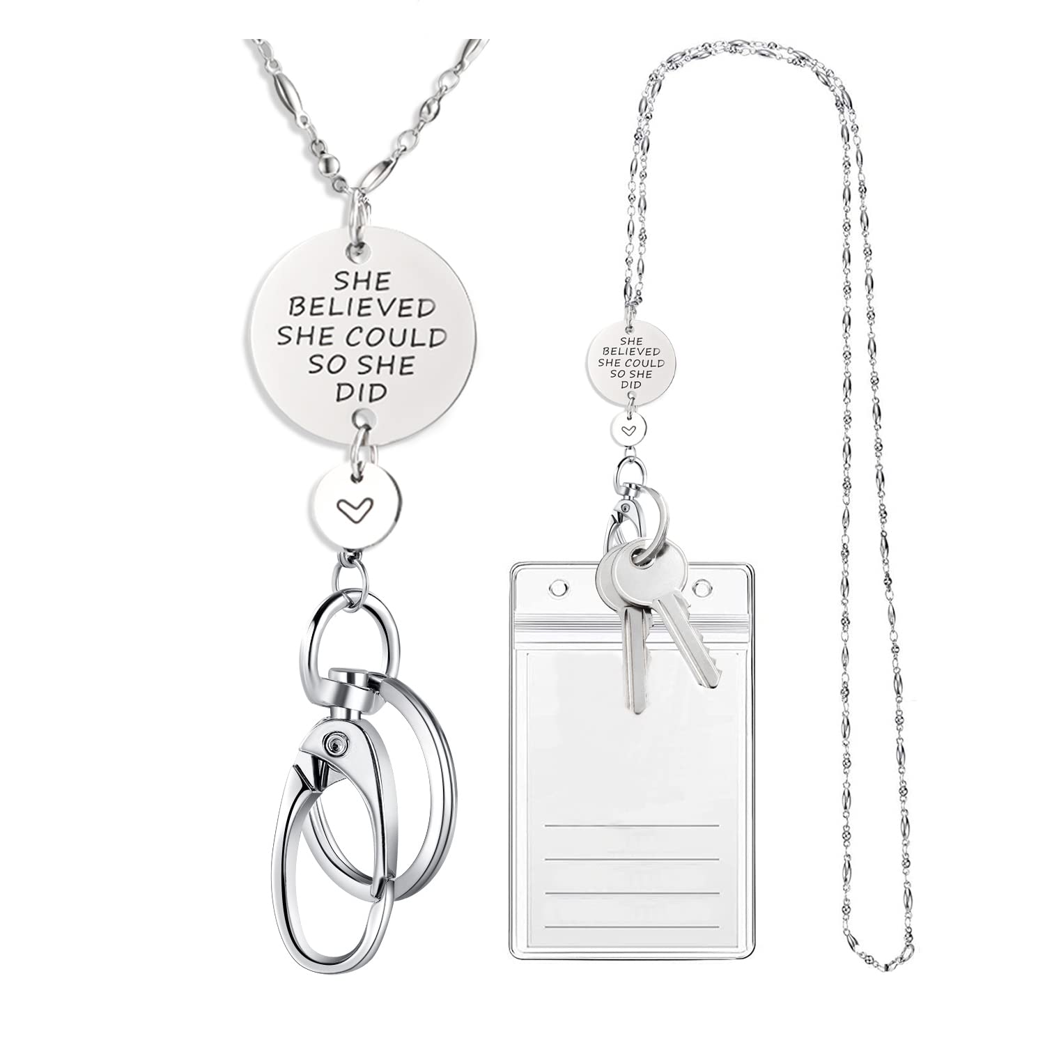 Sam & Lori Strong Pretty Lanyard Necklace For Id Badges Holder And Keys Engraved She Believed She Could So She Did Inspirational