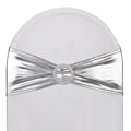 Sweeteasy 50Pcs Metallic Silver Spandex Chair Sashes, Durable Workmanship,Stretch Bows With Buckle Stretchable For Christmas Wed