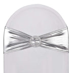 Sweeteasy 50Pcs Metallic Silver Spandex Chair Sashes, Durable Workmanship,Stretch Bows With Buckle Stretchable For Christmas Wed