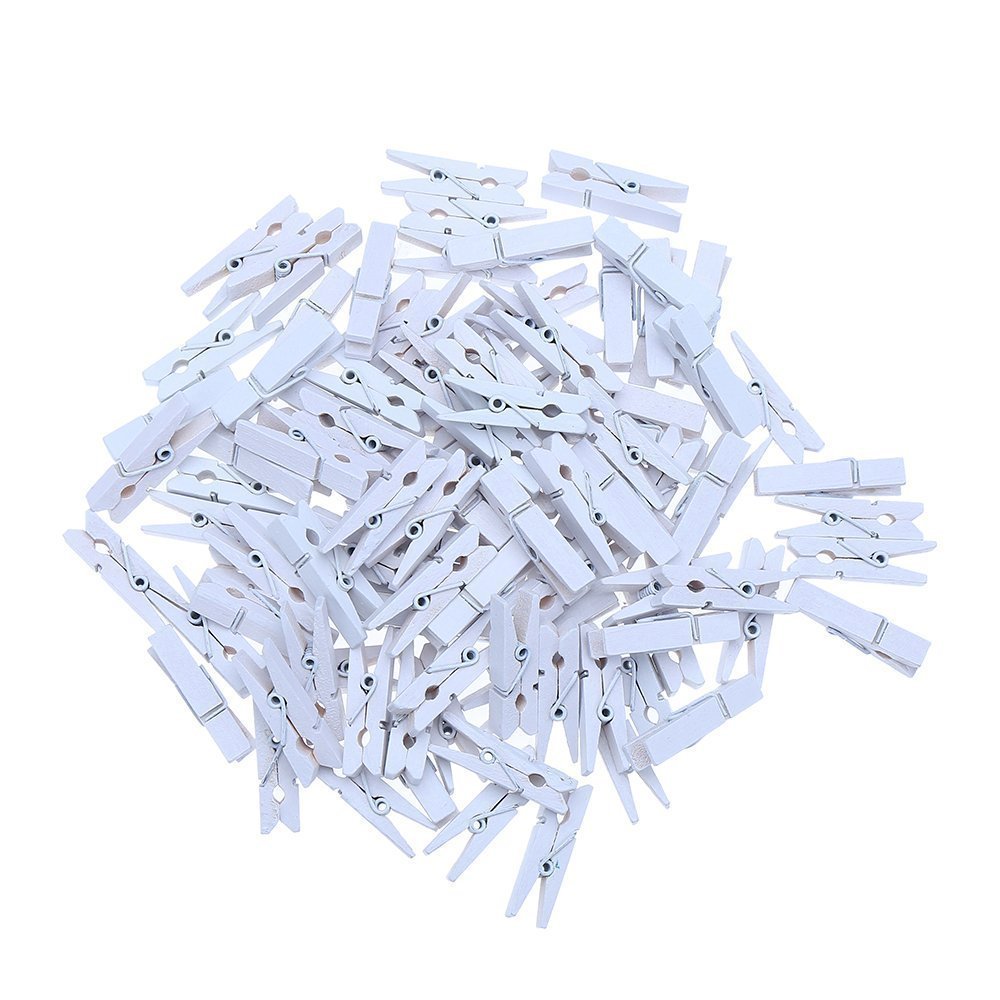 Ccinee Cute Wooden Clothespins White Craft Peg Pins Sturdy Mini Pins Clips, 1 Inch, 72 Pieces In Total