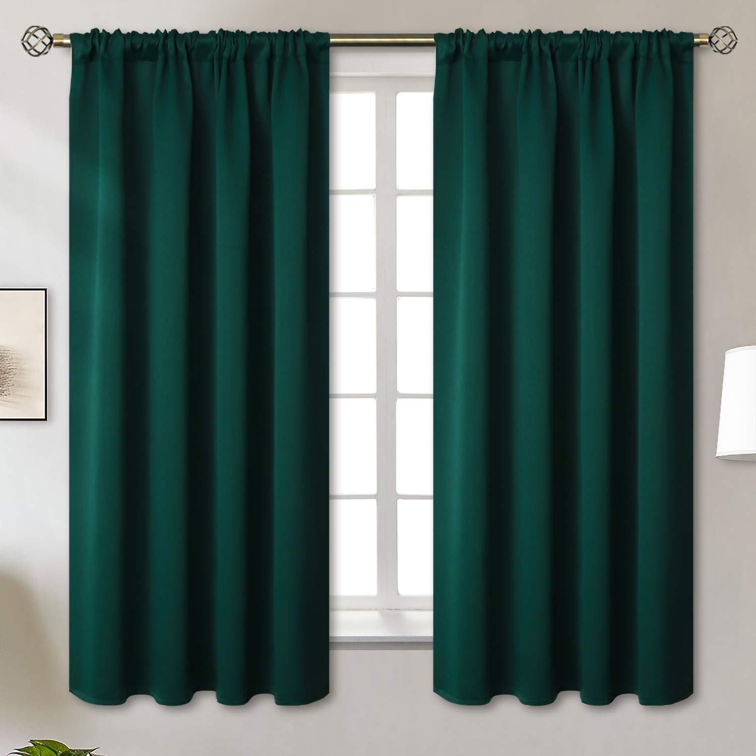 Bgment Emerald Green Blackout Curtains 63 Inches Length For Bedroom - Pocket Thermal Insulated Room Darkening Drapes For Living