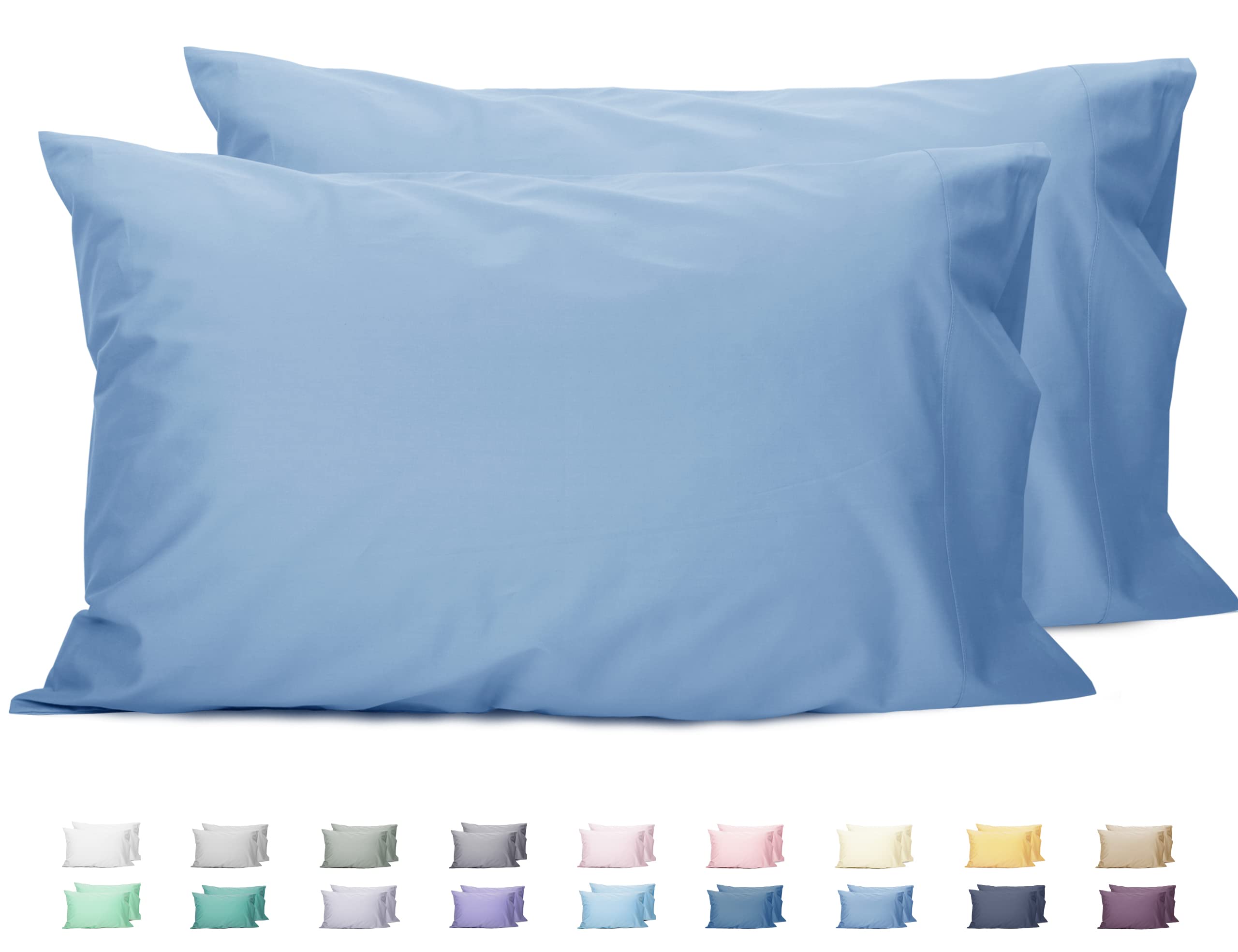 Sunflower Queen Pillowcases Set Of 2, 100% Cotton Queen Size Pillow Cases 2, 20  30 Inches Placid Blue, Soft And Breathable