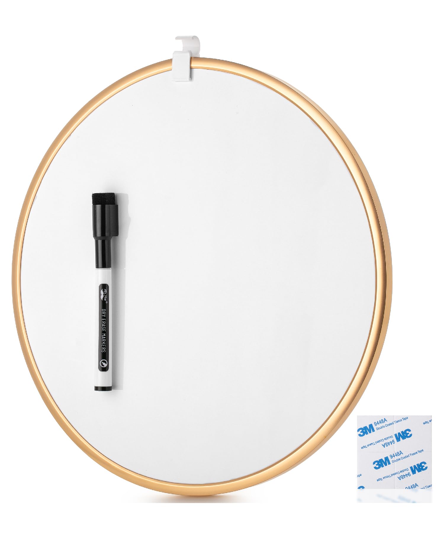 Mr. Pen- Round Dry Erase Board, 11.5    With A Black Dry Erase Marker, Gold Frame, Small White Board, White Board For Kids, Whit