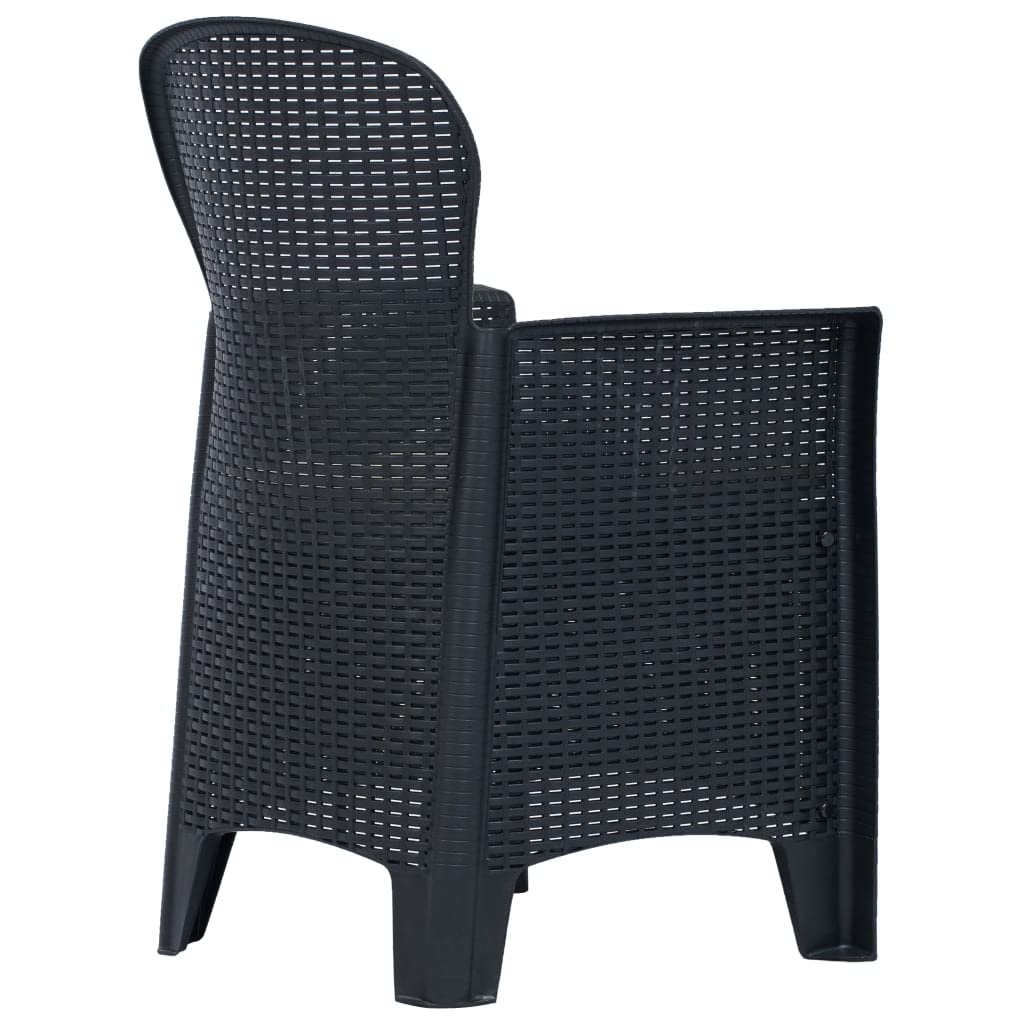 vidaXL Patio Dining Set 7 Piece, Patio Furniture Set, Outdoor Table Set with Chairs, Rattan Chair with Cushions for Garden, Plastic Anthracite