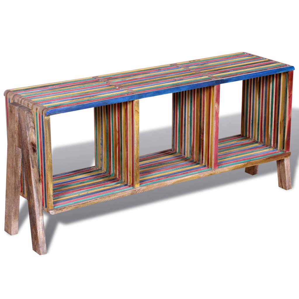 TV Cabinet with 3 Shelves Stackable Reclaimed Teak Colorful