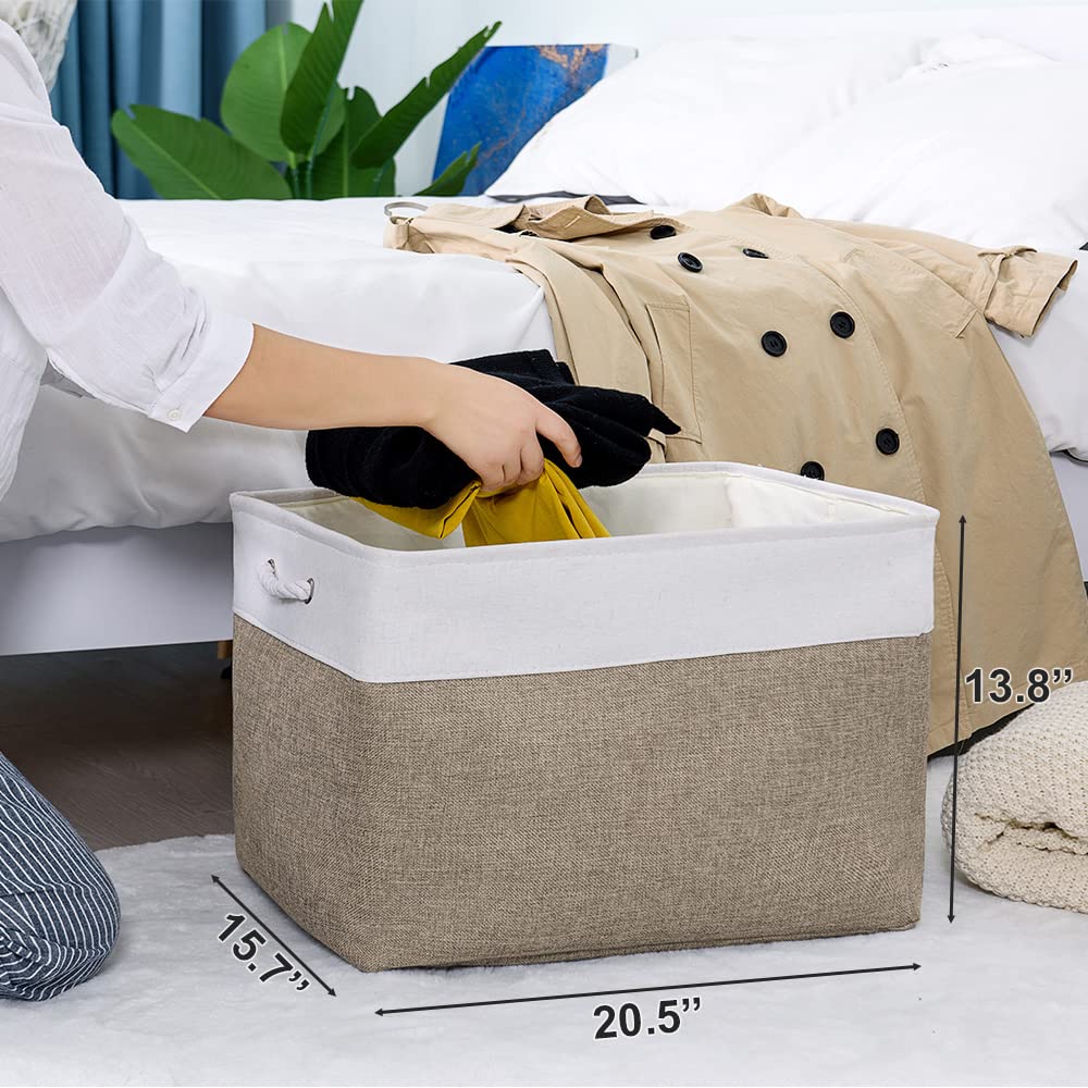 Thewarmhome Organization And Storage Basket For Organizing - 20X16X14 Inch Jumbo 3 Pack Collapsible Storage Bins For Shelves, Fa
