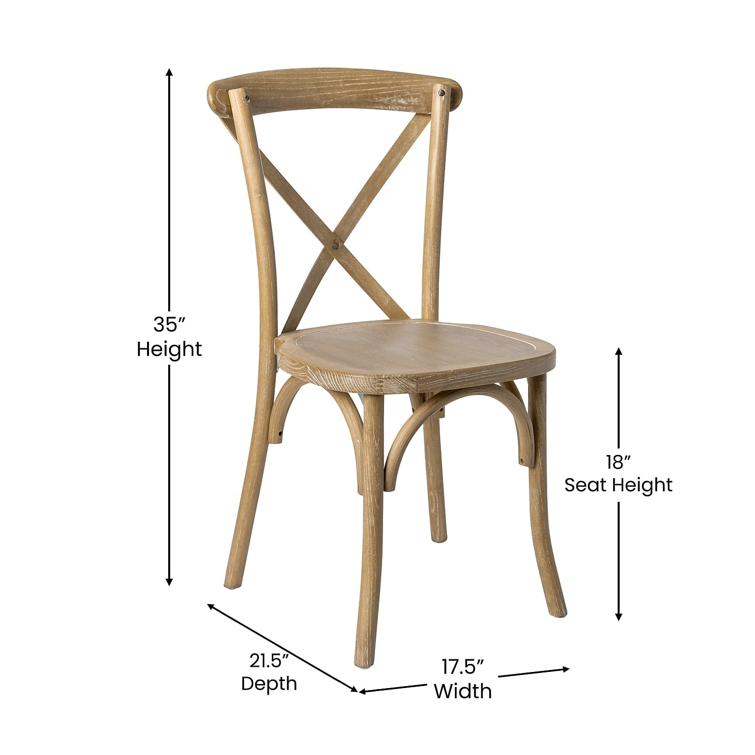 Flash Furniture Advantage Medium Natural With White Grain X-Back Chair