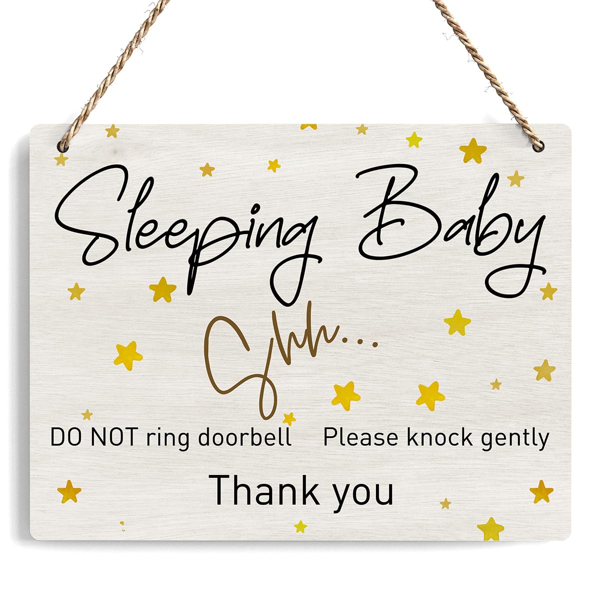 Baby Sleeping Sign For Front Door, Do Not Knock Or Ring Doorbell Wooden Sign, Baby Room Nursery Home Bedroom Rustic Hanging Sign