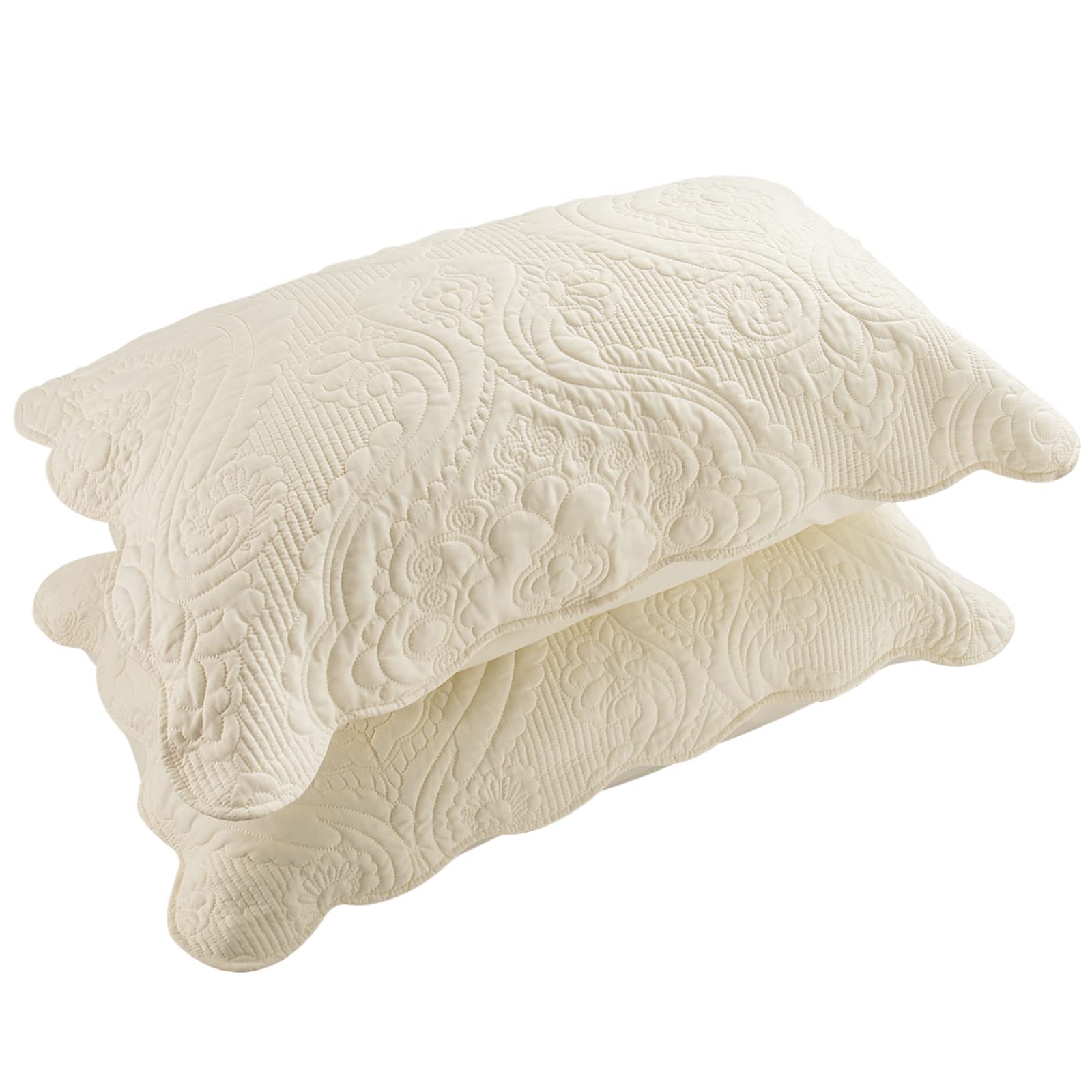 Bosowos Quilted Pillow Shams Set Of 2, Decorative Microfiber Standard Size Bed Pillow Shams, Soft Breathable Pillow Covers With