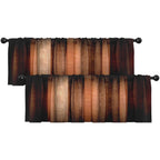 Emvency 2 Pack Valances Window Treatments, Orange Copper Vintage Stripe Blackout Drapes Adjustable Curtain Valances for Windows 