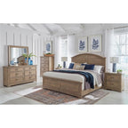 Meadowbrook Beige Antique Sand Wood Two Drawer Farmhouse Style Nightstand