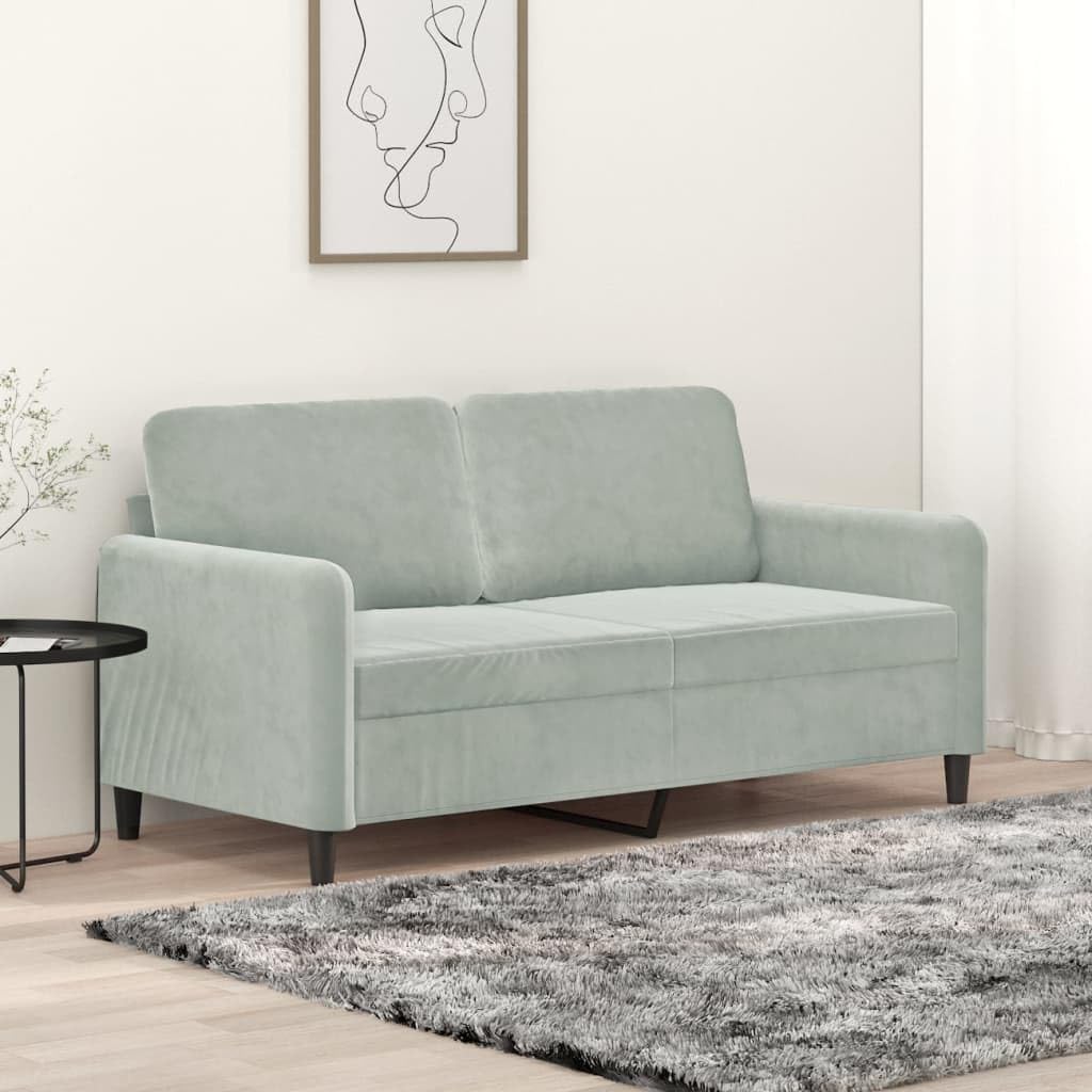 vidaXL Light Gray Velvet 2-Seater Sofa - Modern Design, Comfortable Foam-Filled Seating, Sturdy Metal Frame, Ideal for Living Room or Office Space