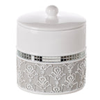 Creative Scents Mirror Damask Qtip Holder - Decorative Canister Jar, Durable Cotton Swab Ball Holder/Container - Beautiful Bathr