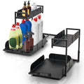 Under Kitchen Sink Organizer, 2 Tier Metal Pull Out Cabinet Organizer With Sliding Drawer, Heavy Duty Bathroom Organizers And St