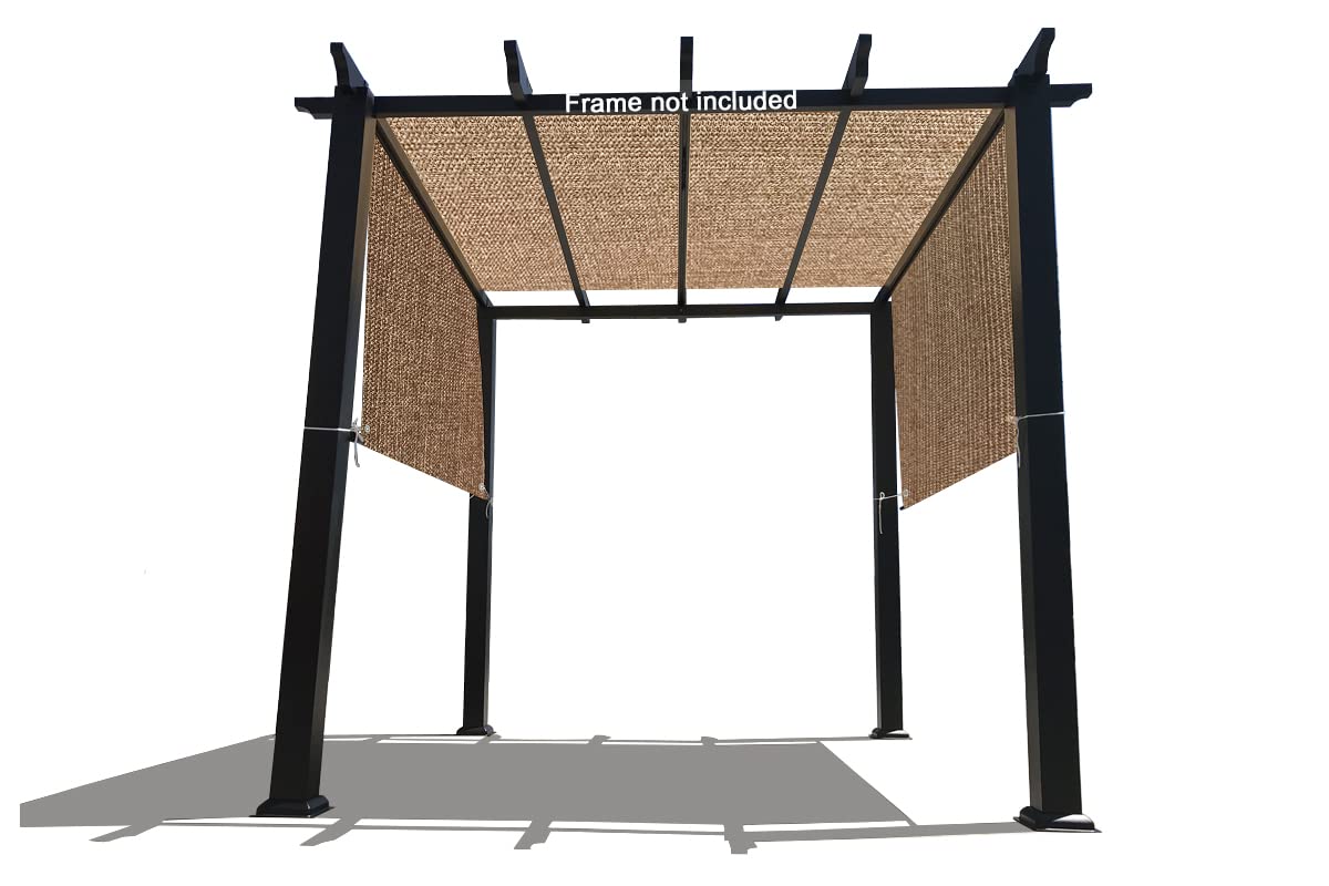Alion Home Custom Hdpe Permeable Canopy Sun Shade Cover Replacement With Rod Pockets For Pergola (16' X 9', Walnut)