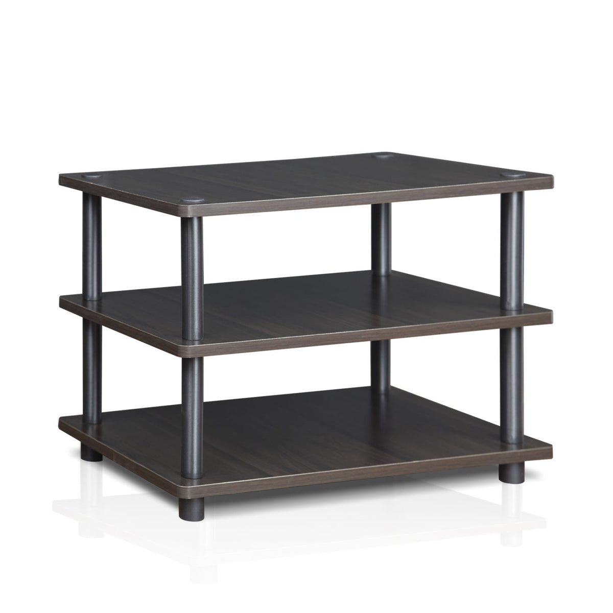 Furinno Turn-N-Tube Easy Assembly 3-Tier Corner Tv Stand, Espresso/Grey