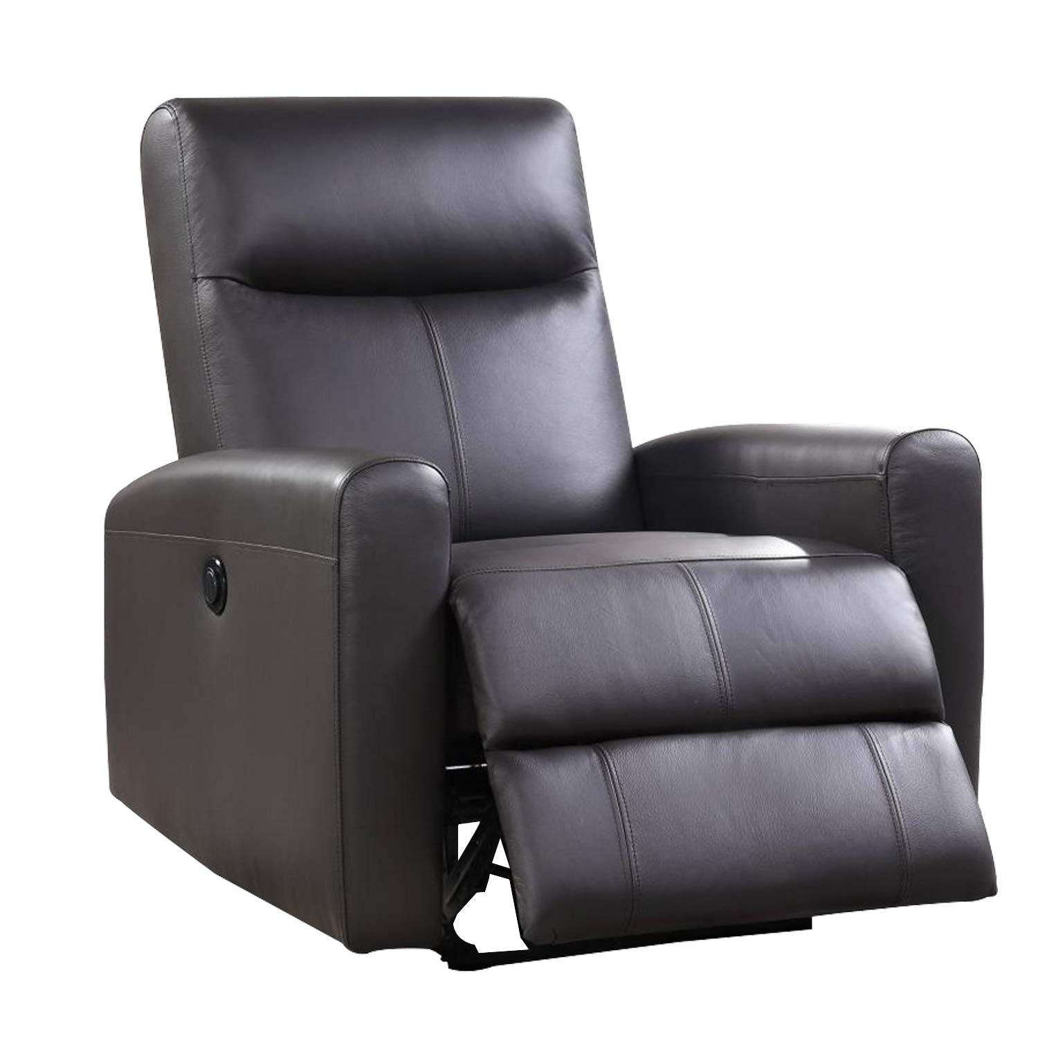 Benzara Bm230146 Leatherette Power Recliner With Tufted Back, Brown
