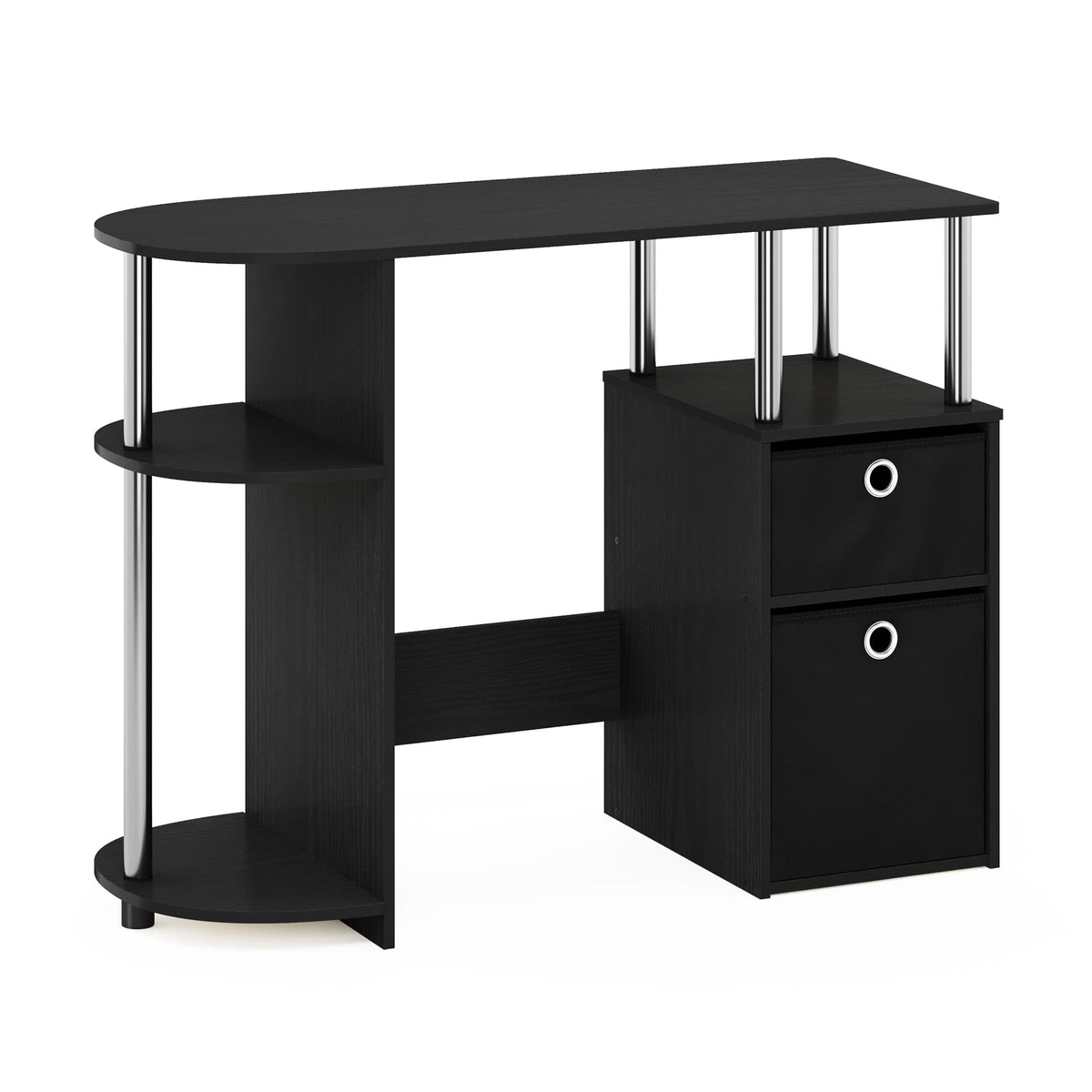 Furinno Jaya Simplistic Computer Study Desk, Americano/Chrome/Black