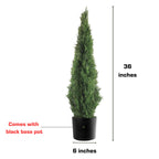 Set Of 2 Pre-Potted 3 Feet Faux Cedar Tree, Lifelike Uv Protected Front Door Decor, Porch, Garden, Entryway Topiary, Indoor/Outd