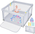 INFANS Foldable Baby Playpen, 50x50 Large Playard for Toddlers with Gate, Soft Mesh, Indoor/Outdoor Kids Activity Center Bab
