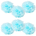 WYZworks Set of 6 - Powder Blue 8 - (6 Pack) Tissue Pom Poms Flower, Halloween Party, Decorations for Weddings, Birthday, Bridal