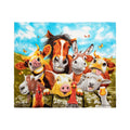 Dawhud Direct Cartoon Selfie Farm Animals Fleece Blanket For Bed 50' X 60' Farm Animal Fleece Throw Blanket For Women, Men And