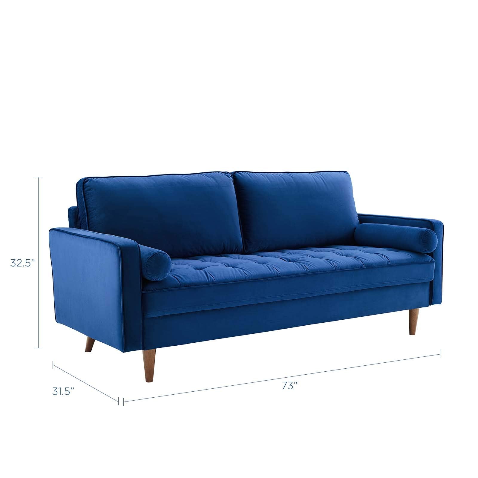 Modway Eei-3764-Nav Valour Performance Velvet Sofa, Navy