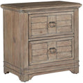 Meadowbrook Beige Antique Sand Wood Two Drawer Farmhouse Style Nightstand